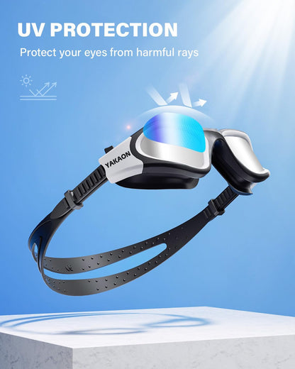 Swimming Goggles Adult, Polarized Anti-Fog UV400 No Leak | Reduce Glare, Wide Panoramic View, Soft Silicone Gasket, Great for Open Water & Lap Swimming