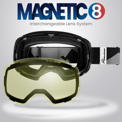 PRO Ski Goggle Replacement Lens, VLT Options for All Weather | Quick Magnetic Replacement Lens with Anti-Fog Clarity, UV400 Protection, VLT Choices for Changing Light While Skiing