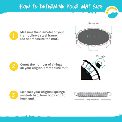 Replacement Trampoline Mat, Fits 15Ft Frames W/Spring Tool and Durable V-Rings, Bounce Safely with Extra Rows of Stitching - Jumping Mat for 15Ft round Trampoline - Fit 96 Springs & 6.5-7"