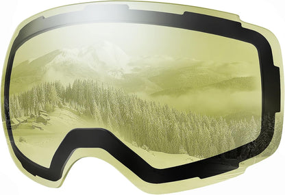 PRO Ski Goggle Replacement Lens, VLT Options for All Weather | Quick Magnetic Replacement Lens with Anti-Fog Clarity, UV400 Protection, VLT Choices for Changing Light While Skiing