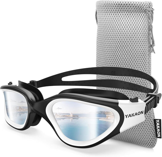 Swimming Goggles Adult, Polarized Anti-Fog UV400 No Leak | Reduce Glare, Wide Panoramic View, Soft Silicone Gasket, Great for Open Water & Lap Swimming