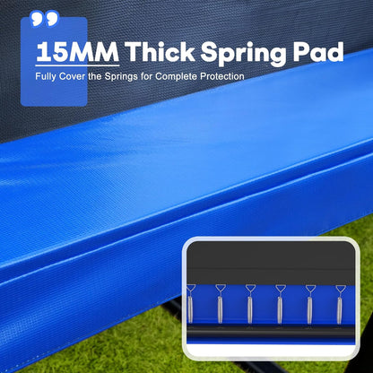 1800LBS Weight Capacity Rectangle Trampoline 10X17Ft 9X15FT 8X14FT Outdoor Square Gymnastics Trampolines with Basketball Hoops for Kids Adults Long Large Big Rectangular Tumbling Trampolin