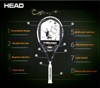 Original  Tennis Racket Black Professional Tennis Racquet Carbon Tenis Padel with Bag Overgrip Dampener Raquete De Tenis 414