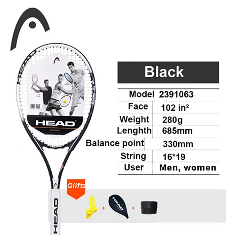 Original  Tennis Racket Black Professional Tennis Racquet Carbon Tenis Padel with Bag Overgrip Dampener Raquete De Tenis 414