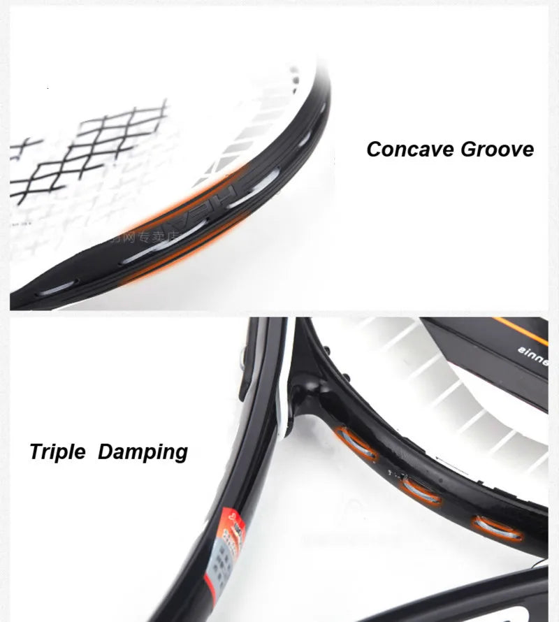 Original  Tennis Racket Black Professional Tennis Racquet Carbon Tenis Padel with Bag Overgrip Dampener Raquete De Tenis 414